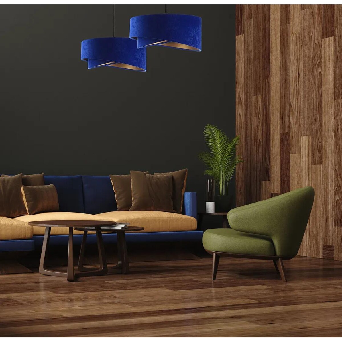 Lampa wisząca GEMSTONE niebieska/złota