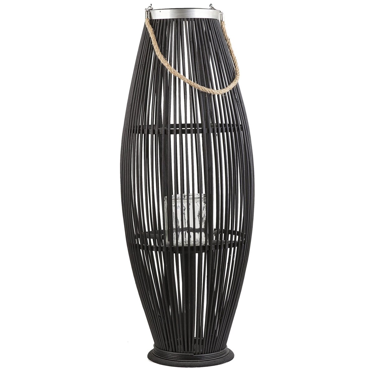 Lampion drewniany 84 cm czarny TAHITI