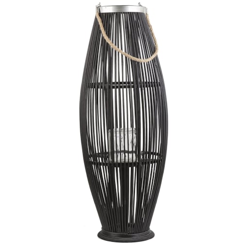 Lampion drewniany 84 cm czarny TAHITI