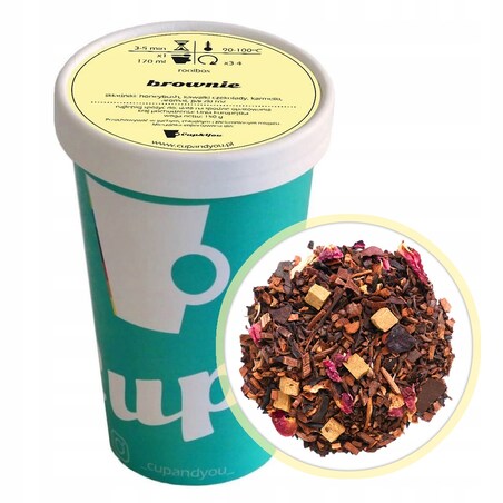 Herbata Rooibos BROWNIE czerwonokrzew bezkofeinowa premium honeybush 150g - herbata liściasta sypana mieszanka napar susz