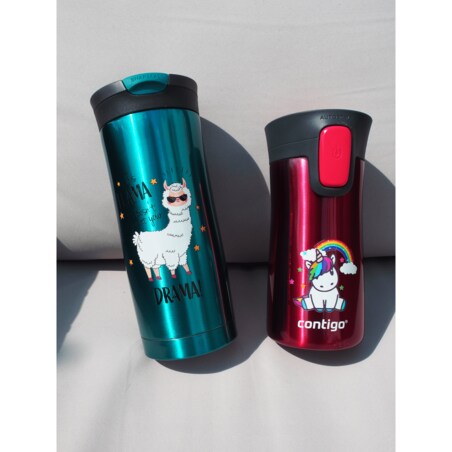 Kubek termiczny Contigo Pinnacle 300 ml z nadrukiem - malinowy, unicorn rainbow