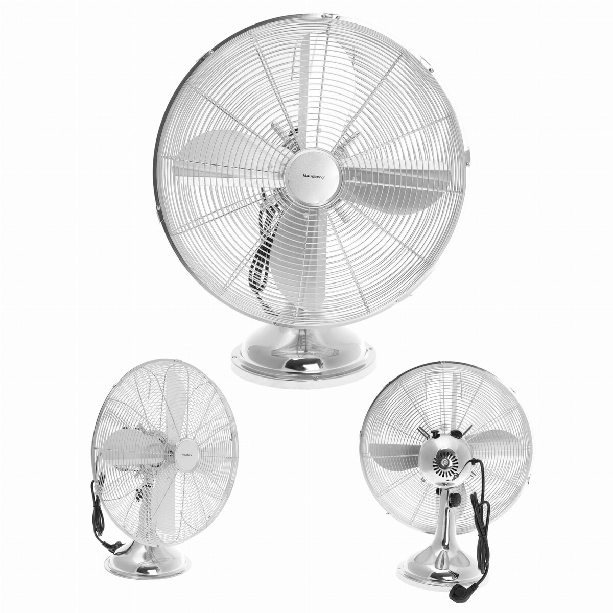 Wentylator biurkowy wiatrak stojący srebrny 40cm 50W KLAUSBERG