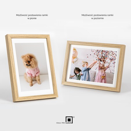 Brązowa ramka na zdjęcia 15x21 cm rama MDF z plexi klasyczna ramka zawieszka stopka