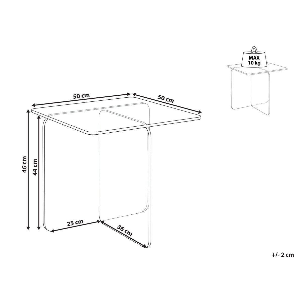 Stolik pomocniczy AMISK Szkło hartowane Brązowy