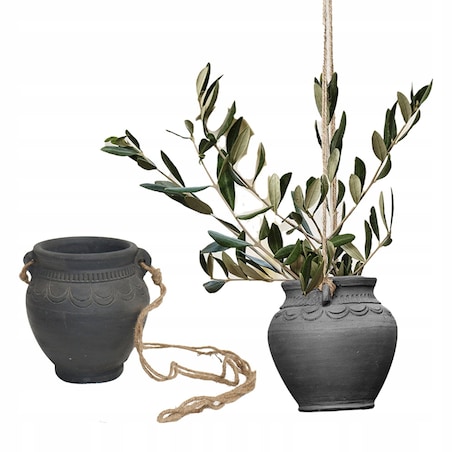 DONICZKA OSŁONKA DZBANEK wisząca terakota okrągła czarna donica do salonu