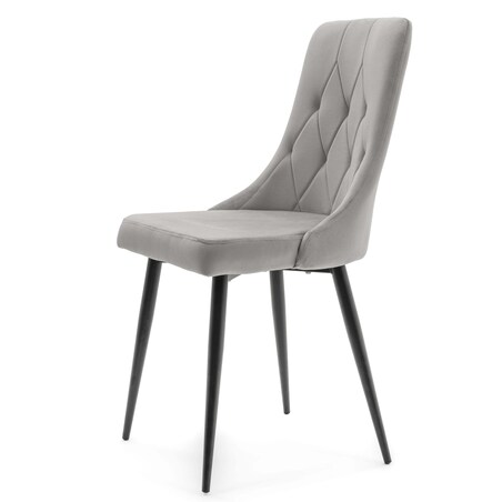 Krzesło tapicerowane welurowe do salonu jadalni CAREN jasnoszare