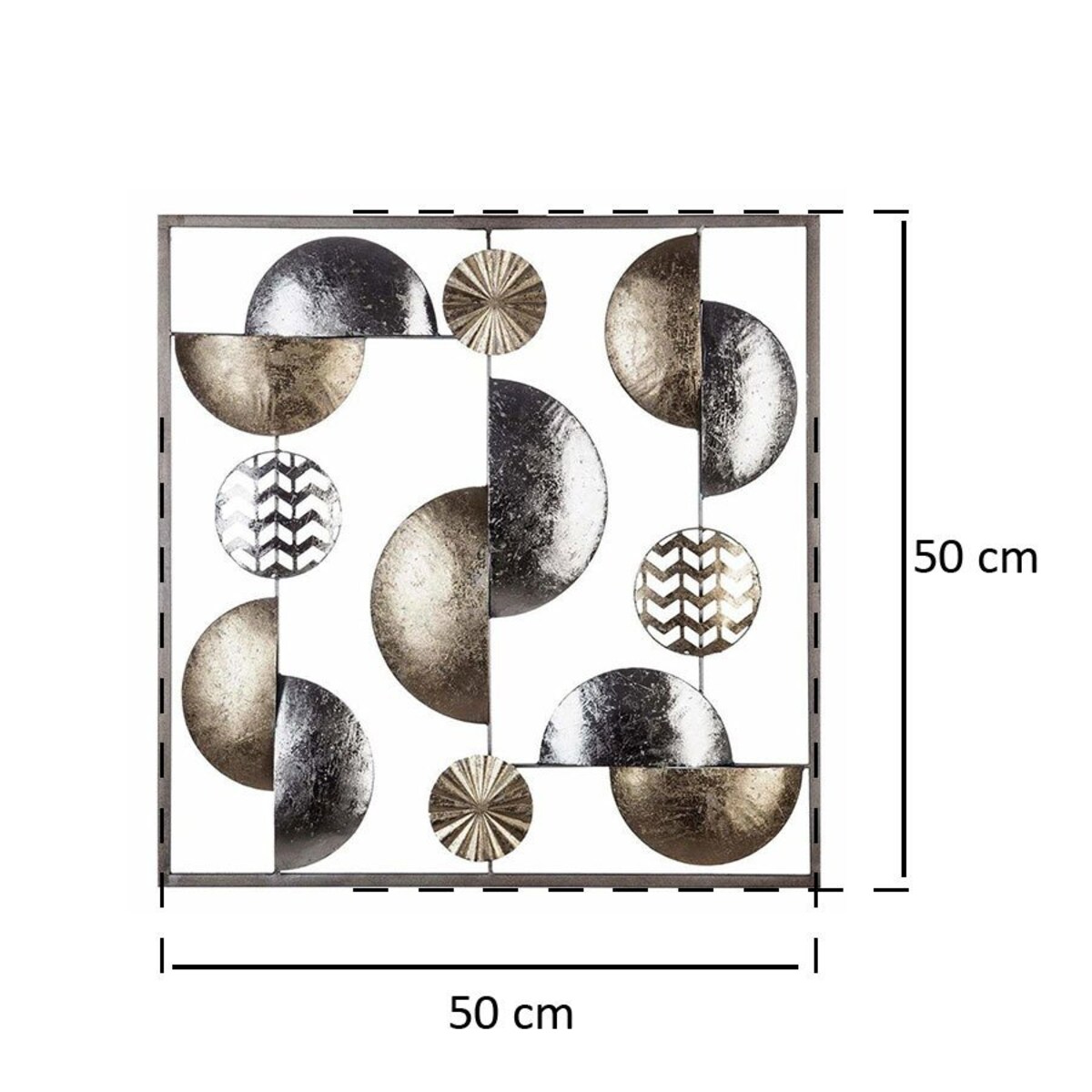 Nowoczesna dekoracja ścienna w formie obrazu, 50 x 50 cm, kolor złoty, metal
