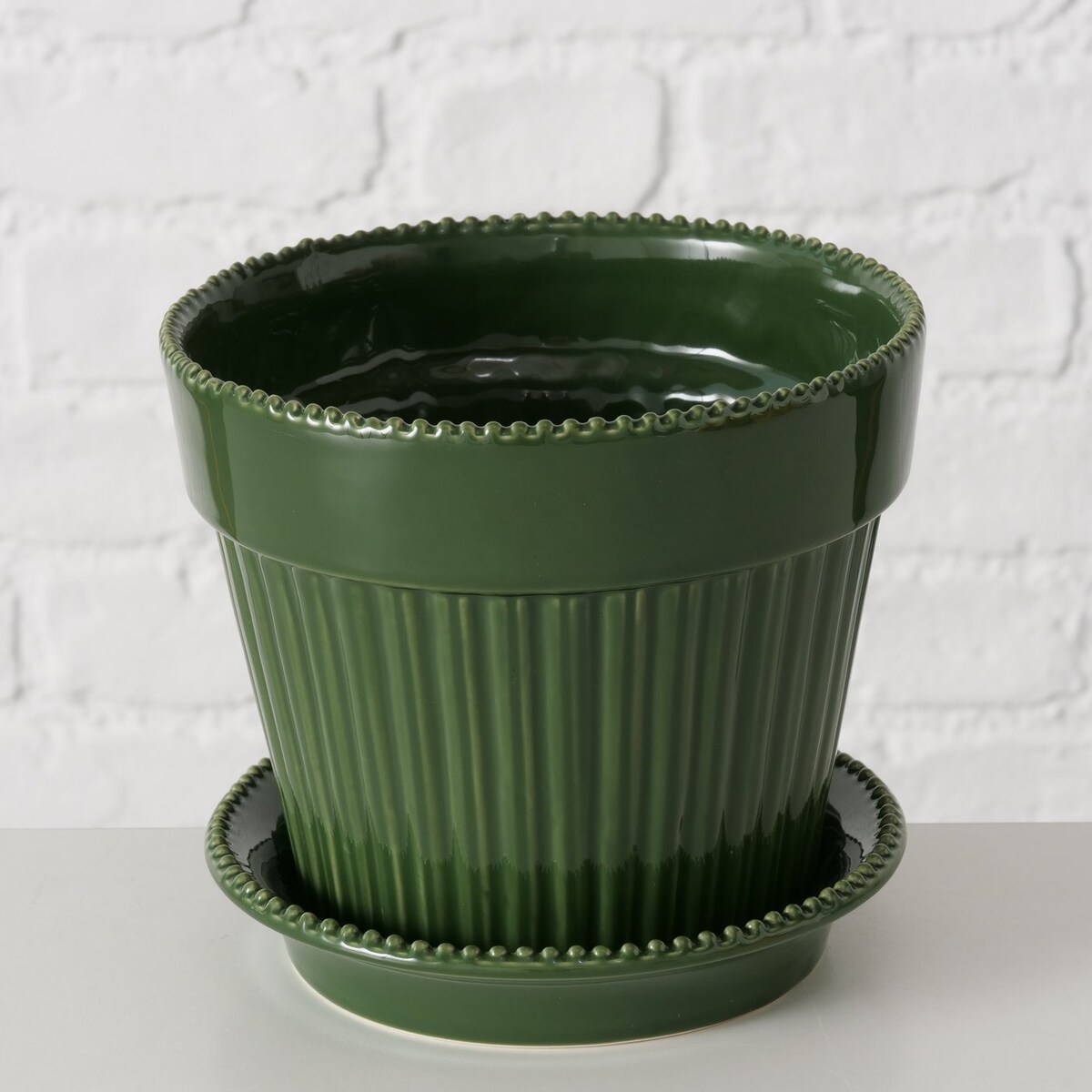 Zestaw doniczka porcelanowa z podstawką JUNIPER, 14,9 cm