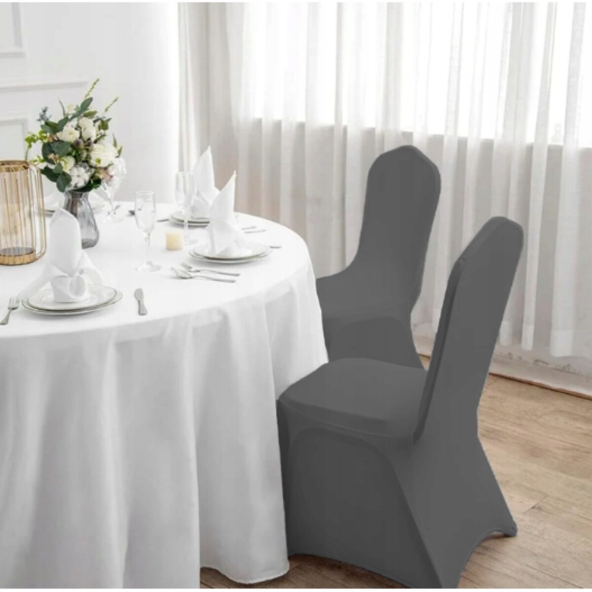 POKROWIEC NA KRZESŁO BANKIETOWE STALOWY ŚLUBNY ŚLUB ELASTYCZNY [21BD]