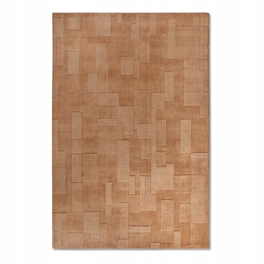 Dywan wełniany do salonu 120x170cm, brązowy nowoczesny wzór