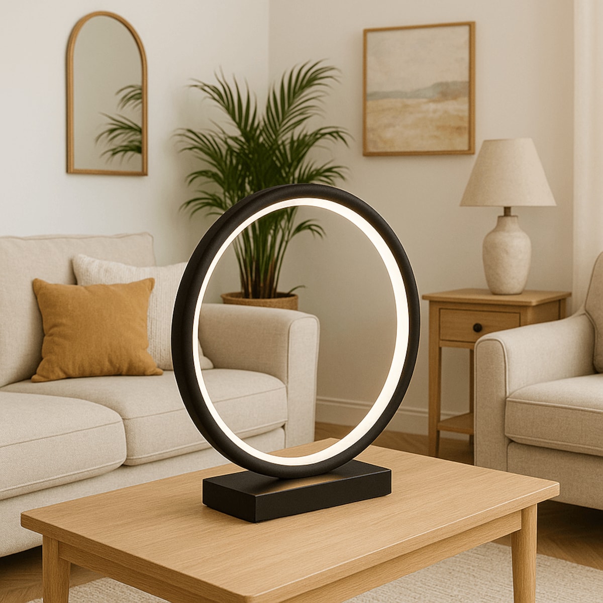 LAMPA STOŁOWA RAVELLA M OBRĘCZ CZARNA PODSTAWA CZARNY MARMUR