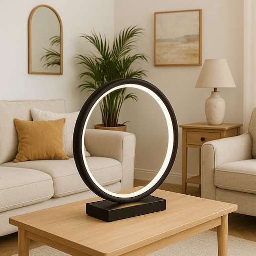 LAMPA STOŁOWA RAVELLA M OBRĘCZ CZARNA PODSTAWA CZARNY MARMUR