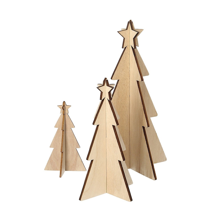 Dekoracja Rustic Trees 3 szt. oak boże narodzenie, święta, świąteczne, brązowy, 14/10/7x25/18/12 cm