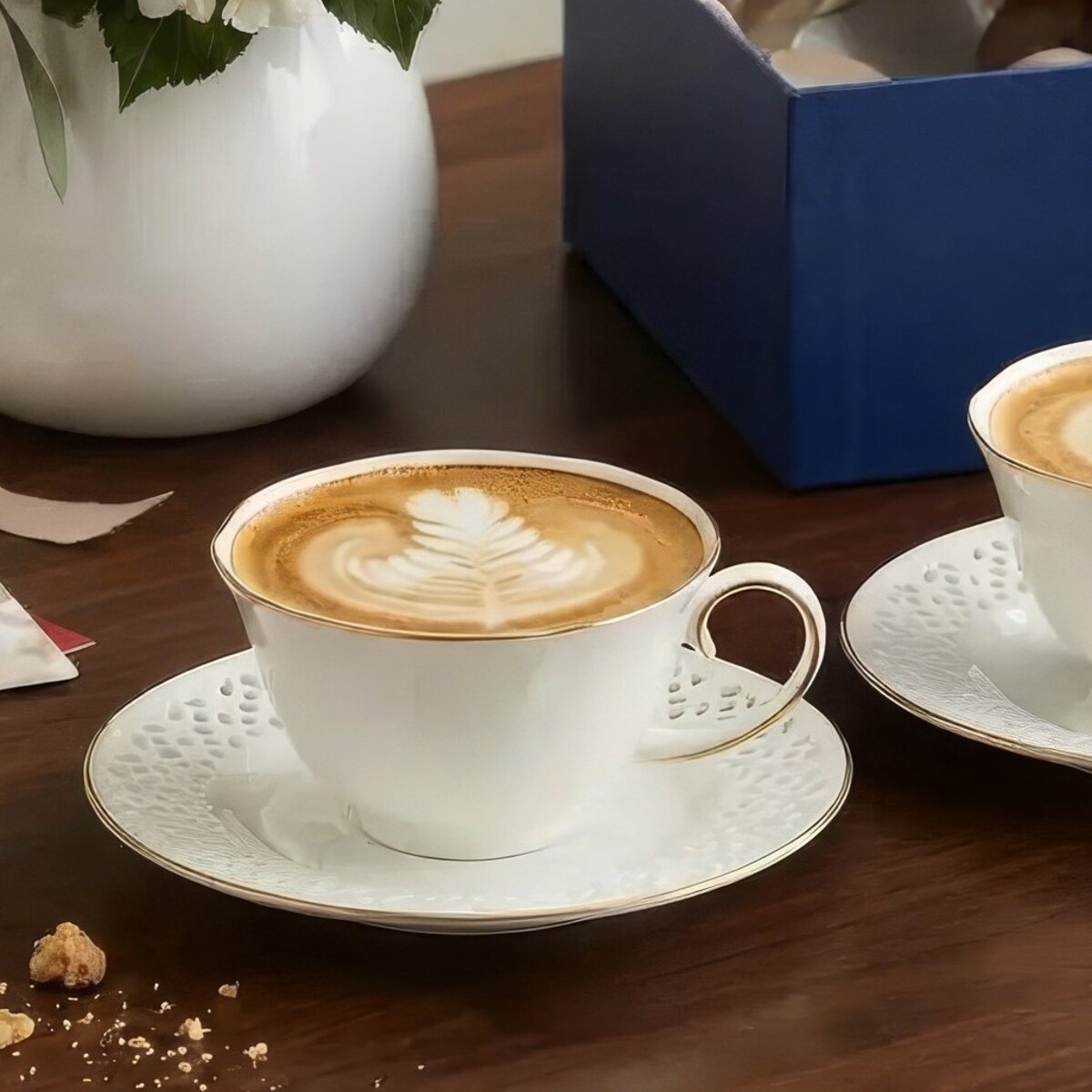 VILLA ITALIA Komplet filiżanek porcelanowych 2 sztuki Zestaw prezentowy ROMANTICA