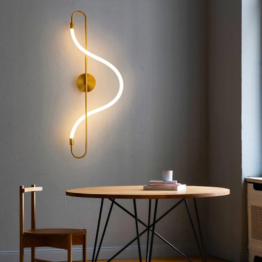 Kinkiet Lampa Ścienna Long Złota Lina Led