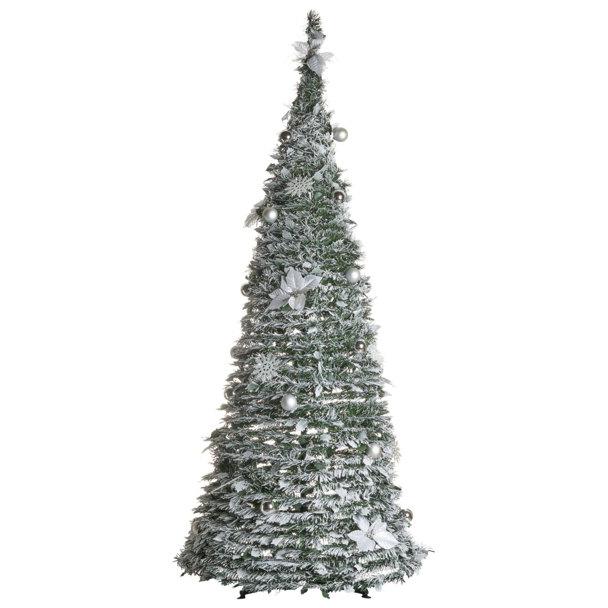 Ośnieżona sztuczna choinka świąteczna Składane LED FIRVANA 185 cm Biały