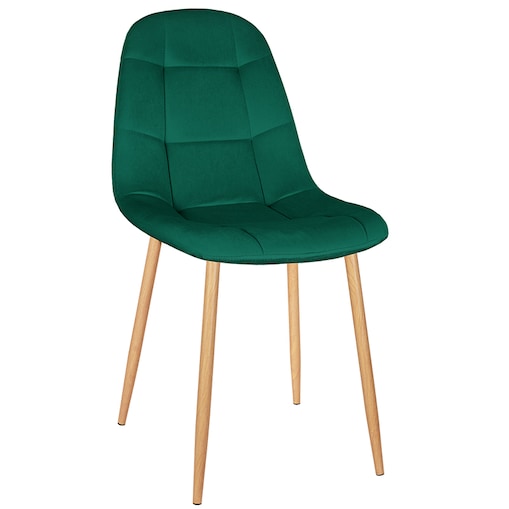 Krzesło tapicerowane do salonu jadalni welurowe pikowane nowoczesne zielone