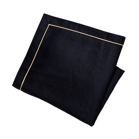 Lniany obrus Royal Black Goldenline – 140 × 300 cm