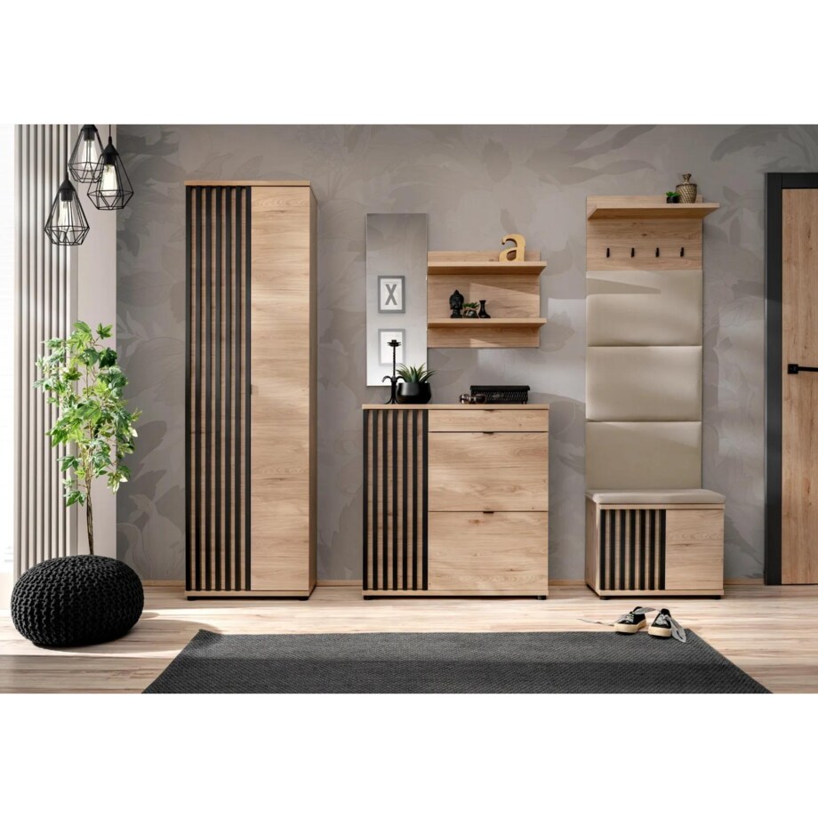 Garderoba do przedpokoju PEDRO VII hickory jackson/czarna