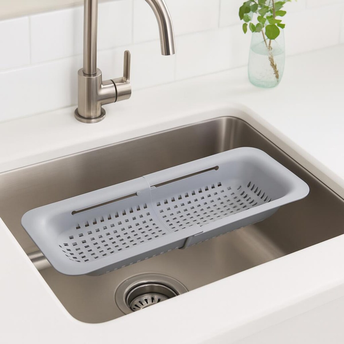 Sitko kuchenne do zlewu KESPER, plastikowy, 36,2 x 20,2 x 6,5 cm, szary