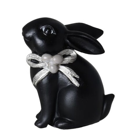 Dekoracja - para czarnych królików 22x10x6 cm RANDY-3 z synkiem