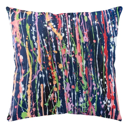 Poszewka dekoracyjna 43x43 granatowa, kolorowa fantazja