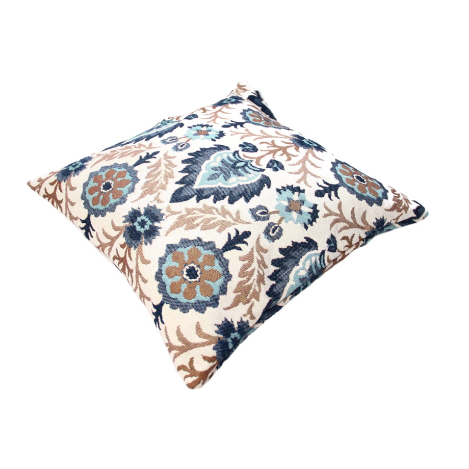 Folkowa poduszka gobelinowa 45x45 Aria - kremowo niebieska