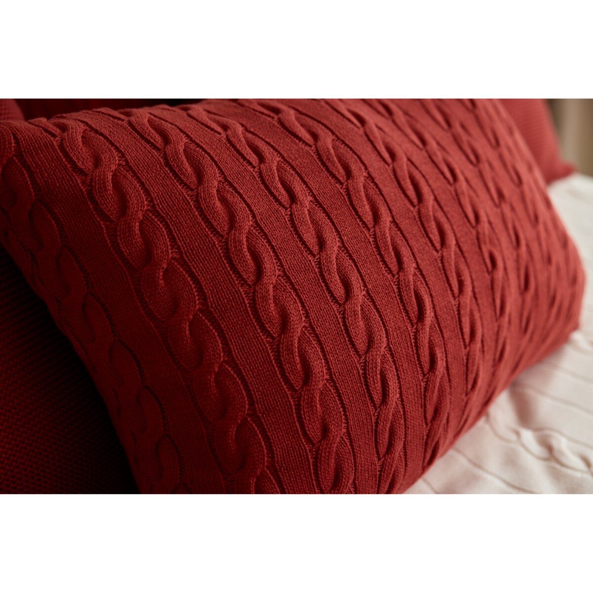 Poszewka warkocz podłużna ceglasta, 40 x 60 cm, La Manta