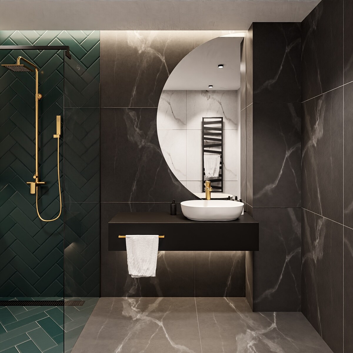 Lustro łazienkowe połówka kółka - HELENA