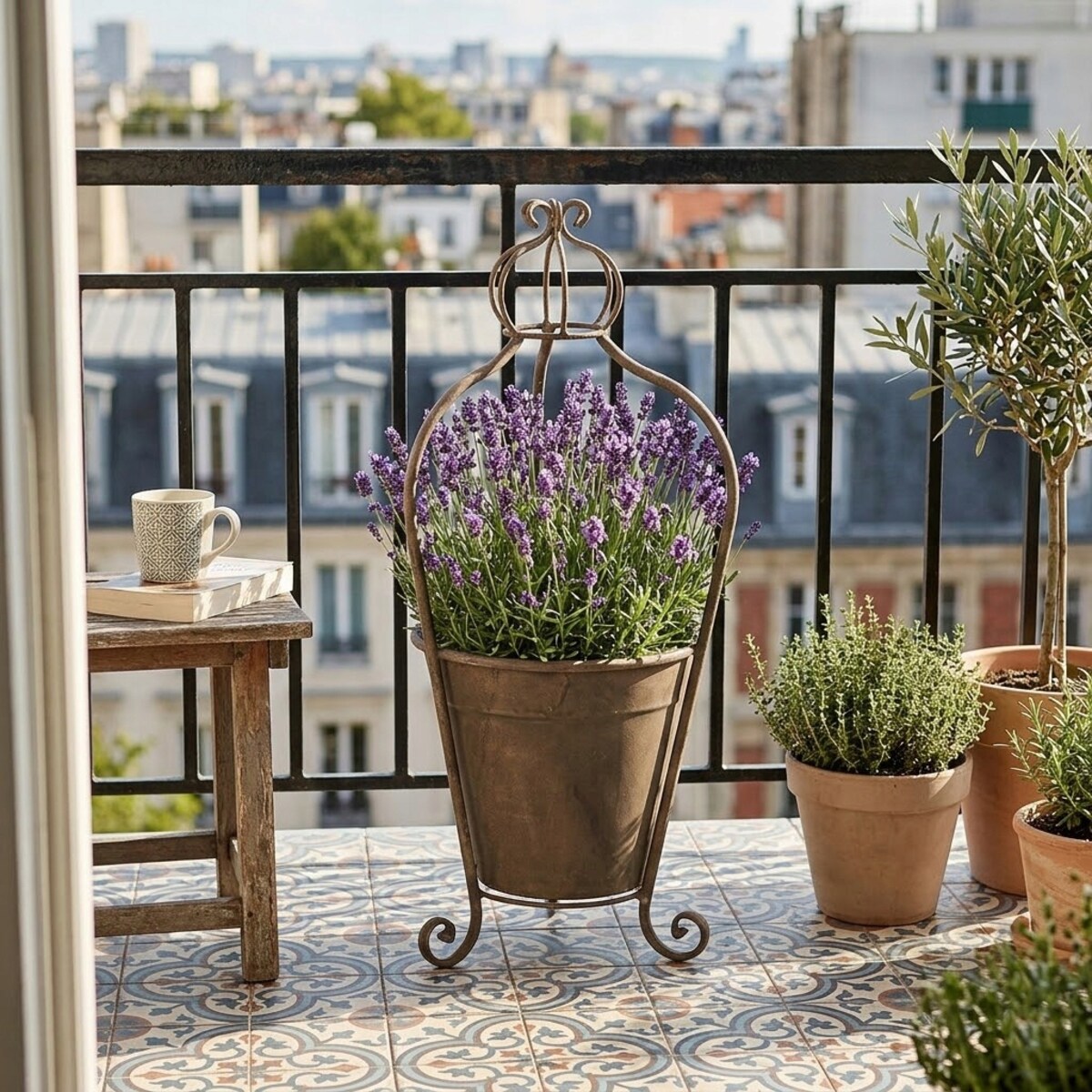 KWIETNIK WYSOKI DUŻA NA BALKON TARAS KWIATY LOFT RETRO OSŁONKA DONICZKA