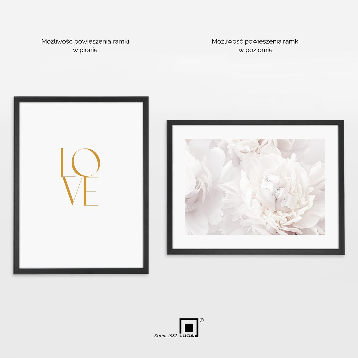 Ramka na zdjęcia 30x40 cm czarna rama MDF z plexi wisząca poziom pion klasyczna ramka