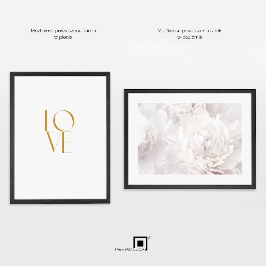 Ramka na zdjęcia 30x40 cm czarna rama MDF z plexi wisząca poziom pion klasyczna ramka