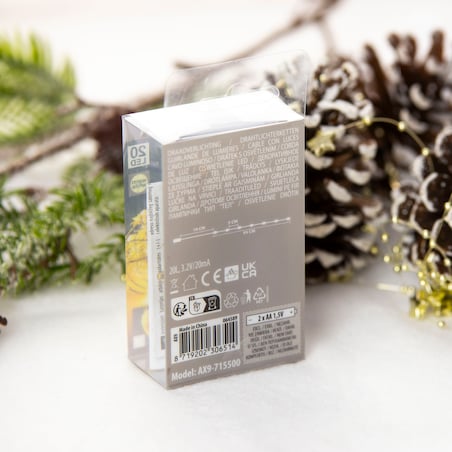 Lampki Druciki 20 Led Na Baterie Boże Narodzenie Ciepły Biały 95 Cm Diament