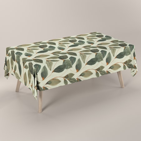 Obrus prostokątny 130 x 210 cm brązowo-pomarańczowe liście na szarym lnianym tle