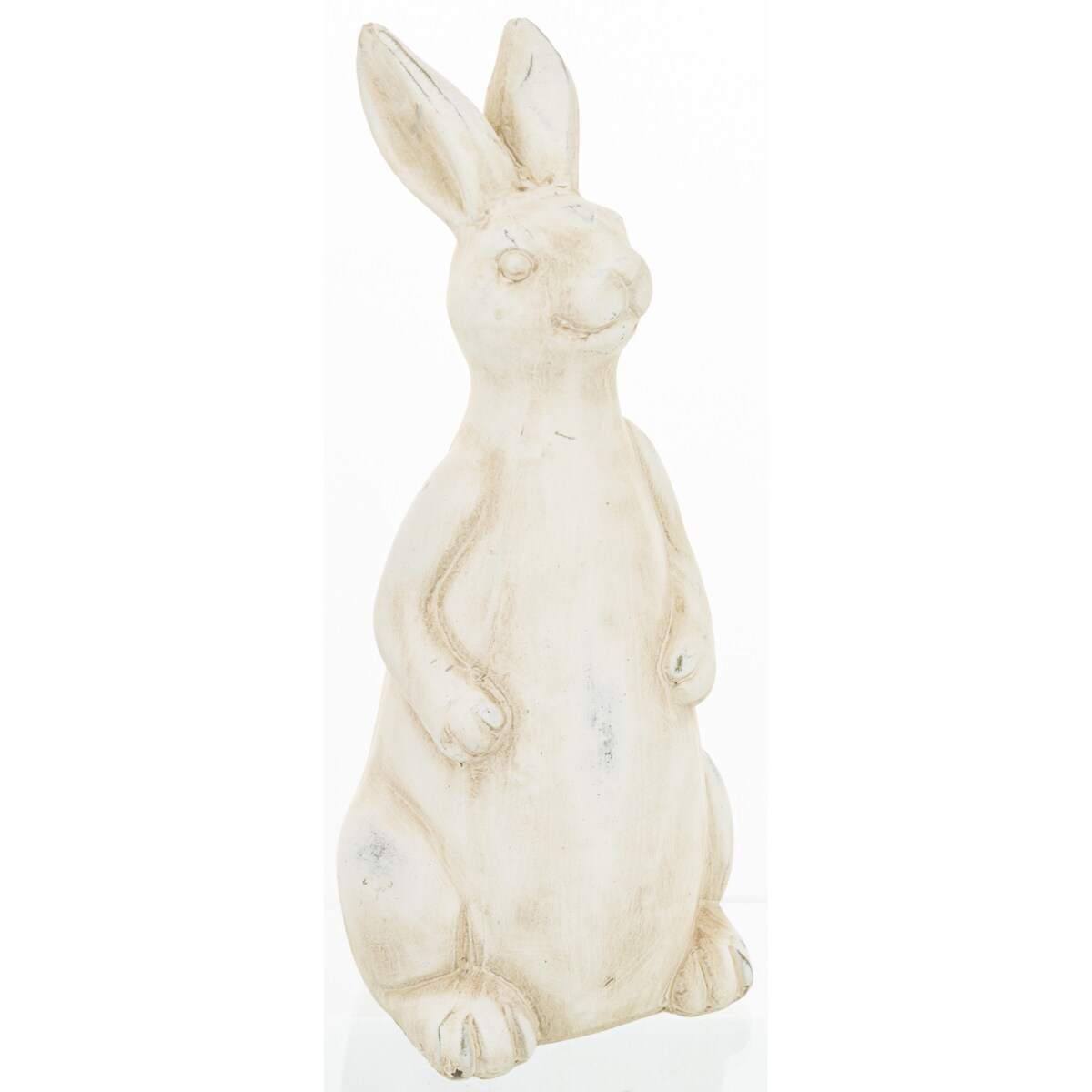 Dekoracja - beżowa ceramiczna figurka królika 31.5x13x13 cm