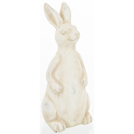 Dekoracja - beżowa ceramiczna figurka królika 31.5x13x13 cm