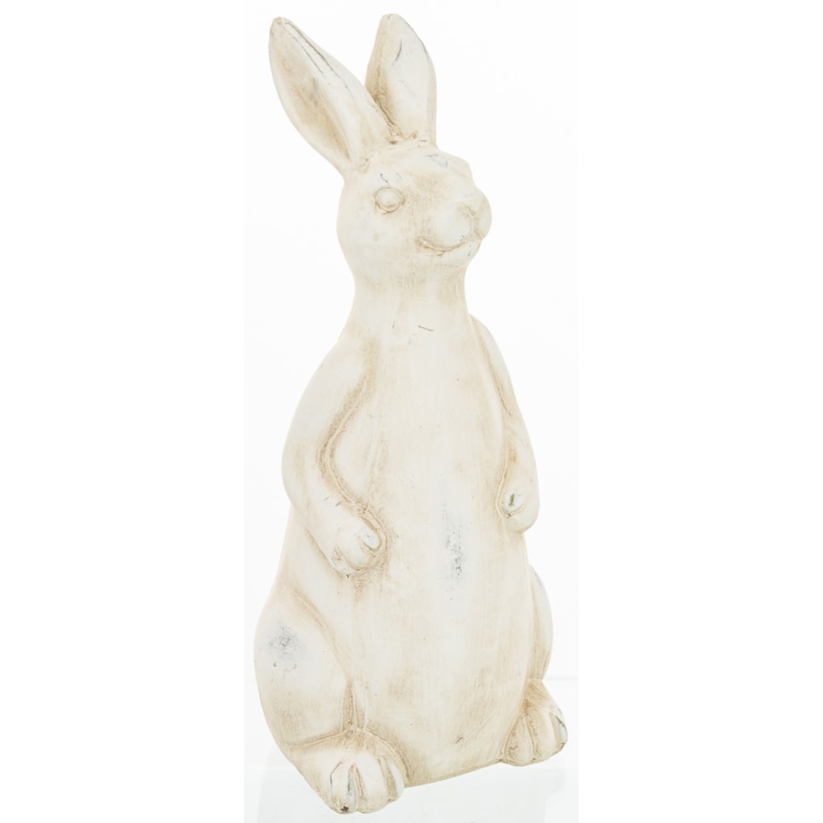 Dekoracja - beżowa ceramiczna figurka królika 31.5x13x13 cm