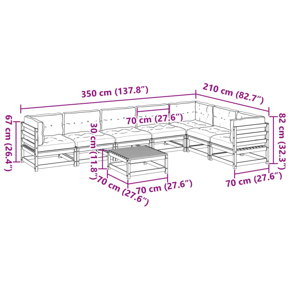 vidaXL 8-cz. zestaw wypoczynkowy do ogrodu, z poduszkami, woskowy brąz