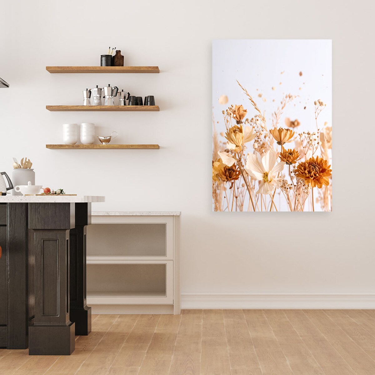 Obraz do salonu jadalni, Kwiaty polne w beżu natura 70x100