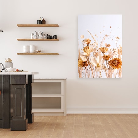 Obraz do salonu jadalni, Kwiaty polne w beżu natura 70x100