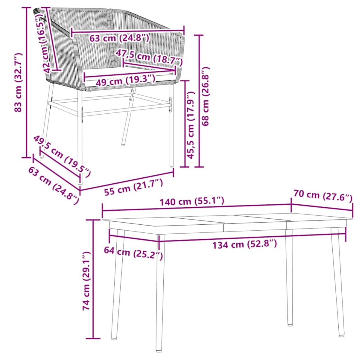 vidaXL 5-cz. zestaw mebli ogrodowych z poduszkami, czarny polirattan