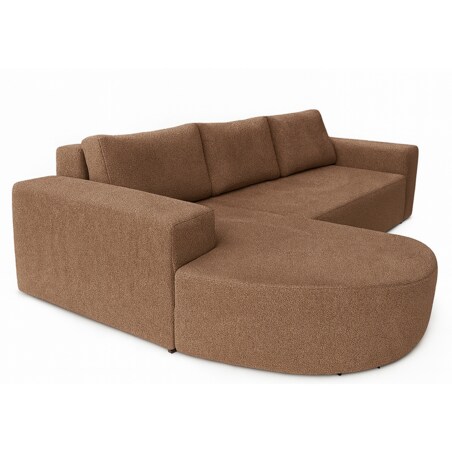 Narożnik Vello z funkcją spania do salonu, lewostronny- boucle- brązowy