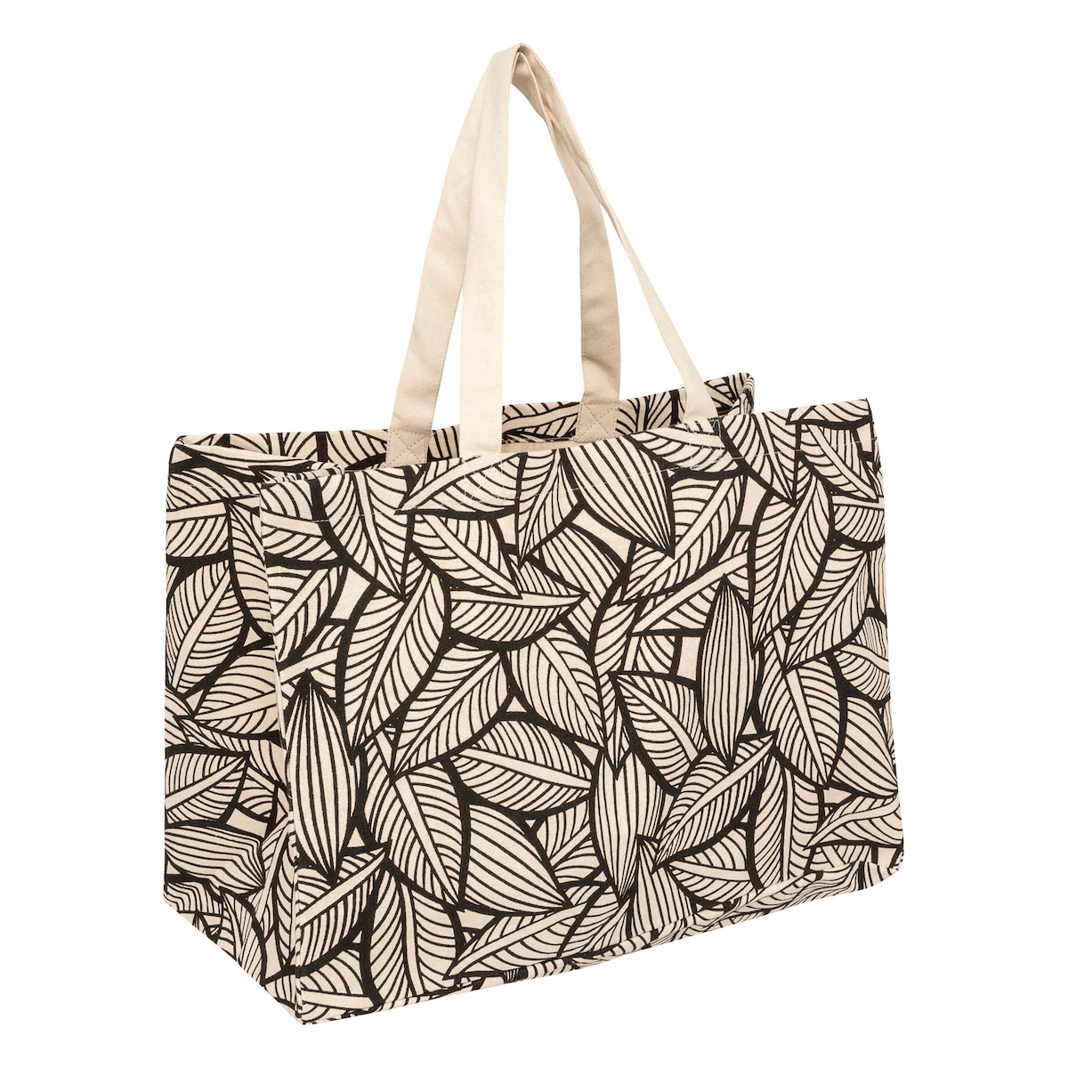 Torba shopper, bawełniana z nadrukiem, 50 x 24 x 35 cm, kolor beżowy