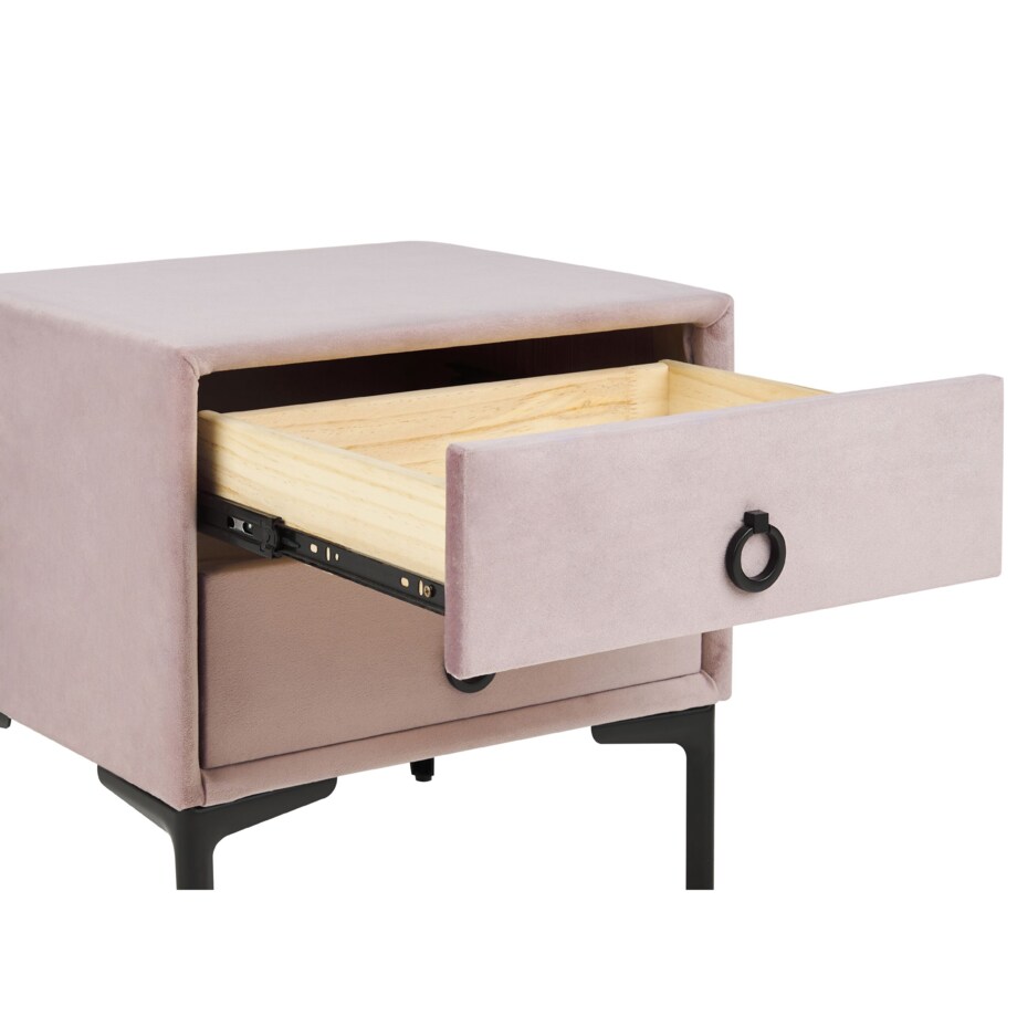 Szafka nocna welurowa różowa SEZANNE