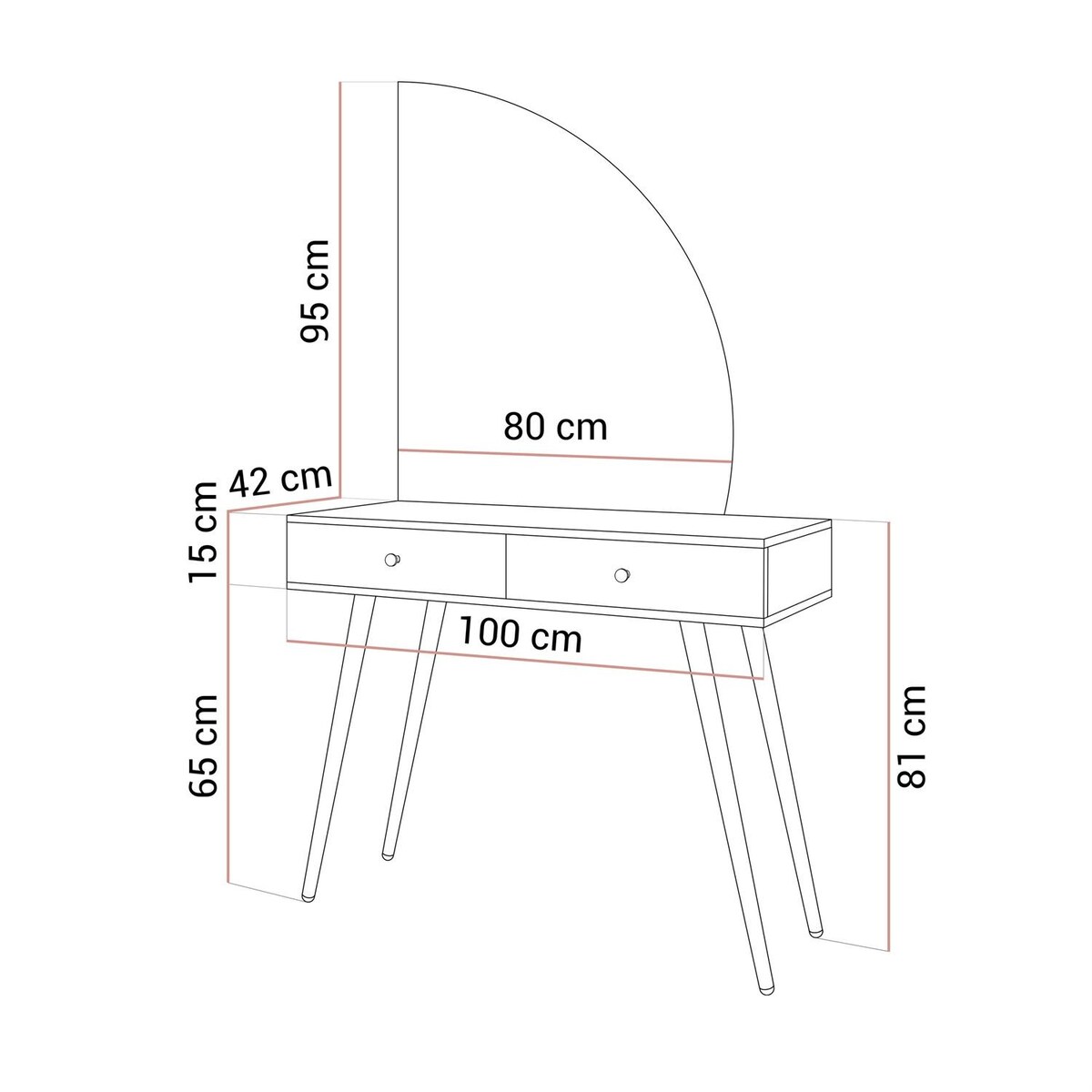 Toaletka kosmetyczna SIENNA-QS KASZMIR z lustrem LED, prawa, push-to-open