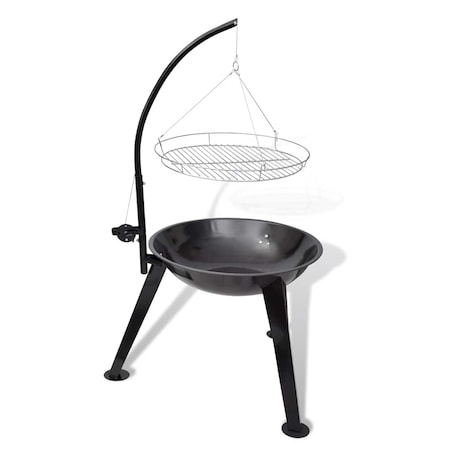 Grill na węgiel drzewny, z wiszącym rusztem