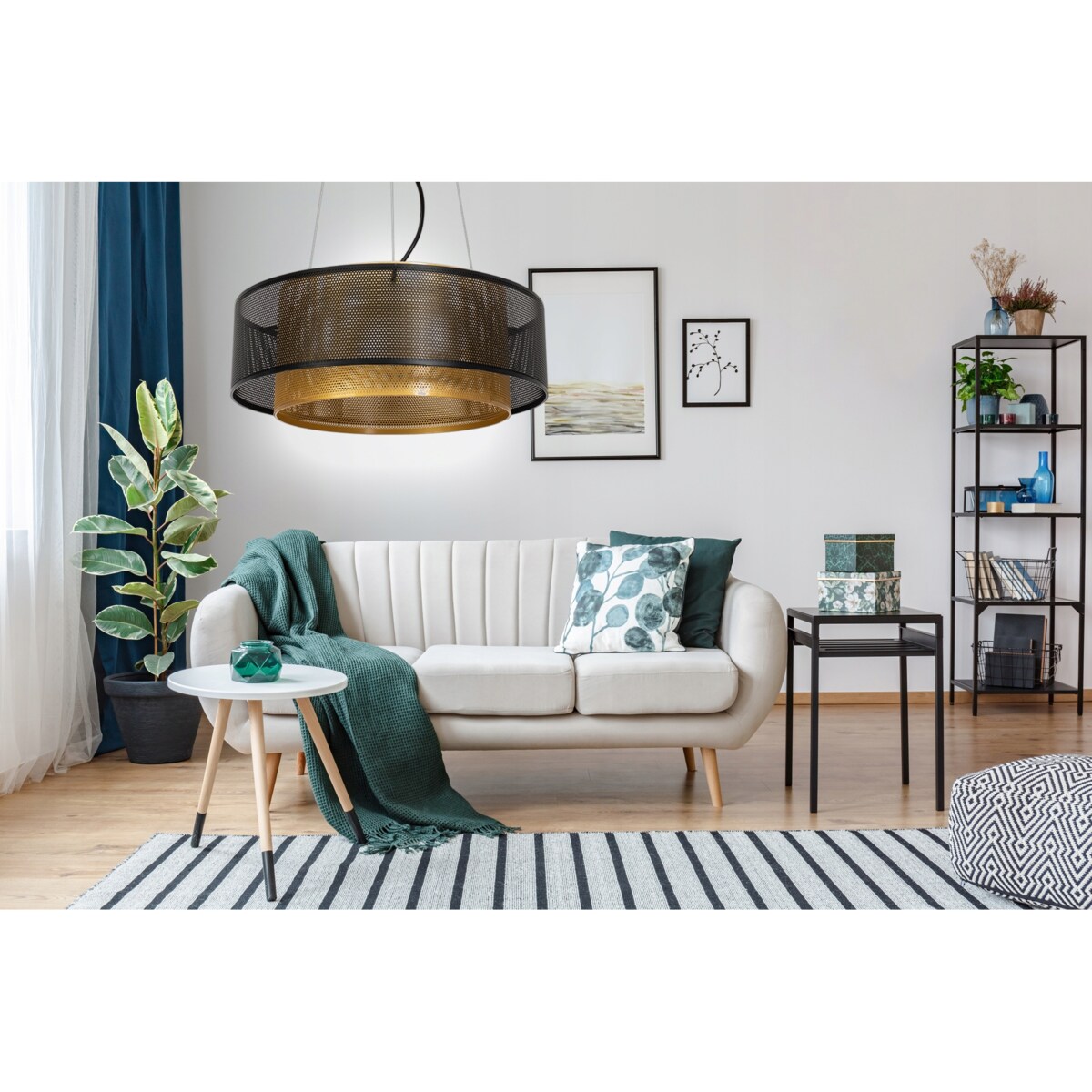 Lampa Wisząca Loft Industrial Złota Metalowa Led