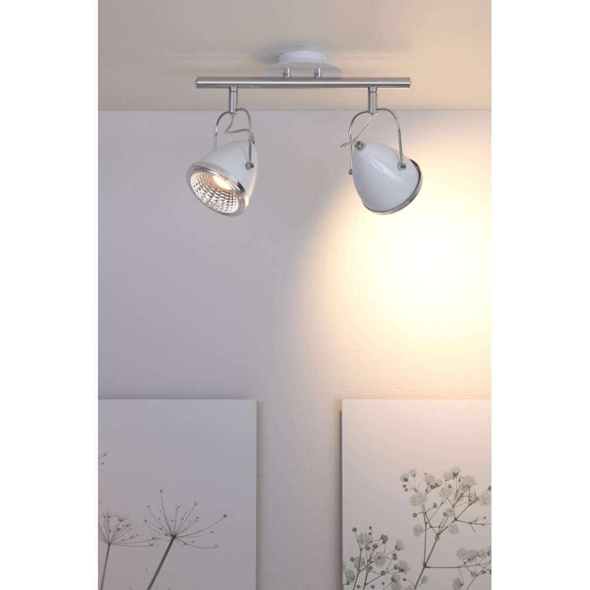Lampa Sufitowa BRITOP Lighting 2xGU10 LED 5.5W Elegancka Biel z Dodatkiem Chromu, Polski Producent, 1 szt.