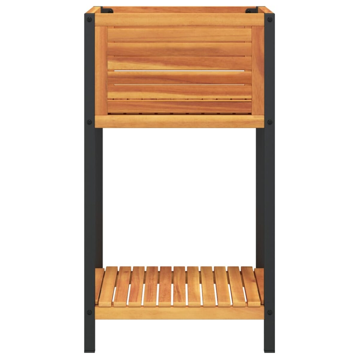 vidaXL Donica ogrodowa z półką, 45x45x80 cm, drewno akacjowe i stal