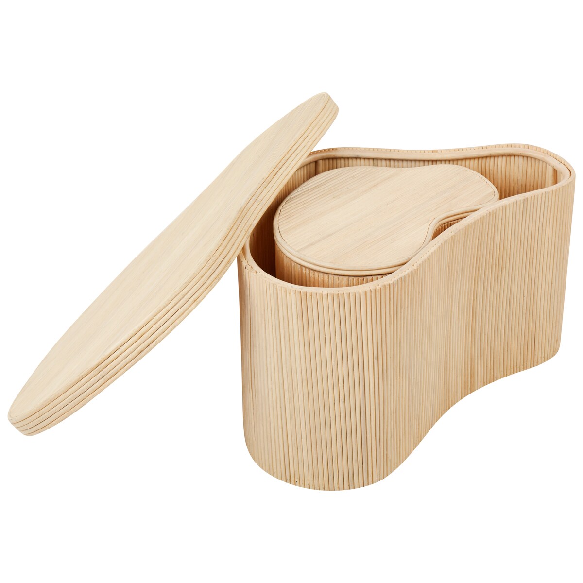 Zestaw 2 stolików kawowych SALANTI Rattan Naturalny ze schowkiem